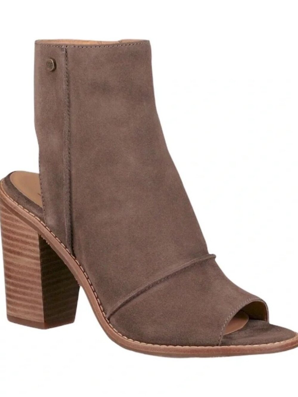 UGG Valencia Peep-Toe Brown Suede Booties ** Size 7